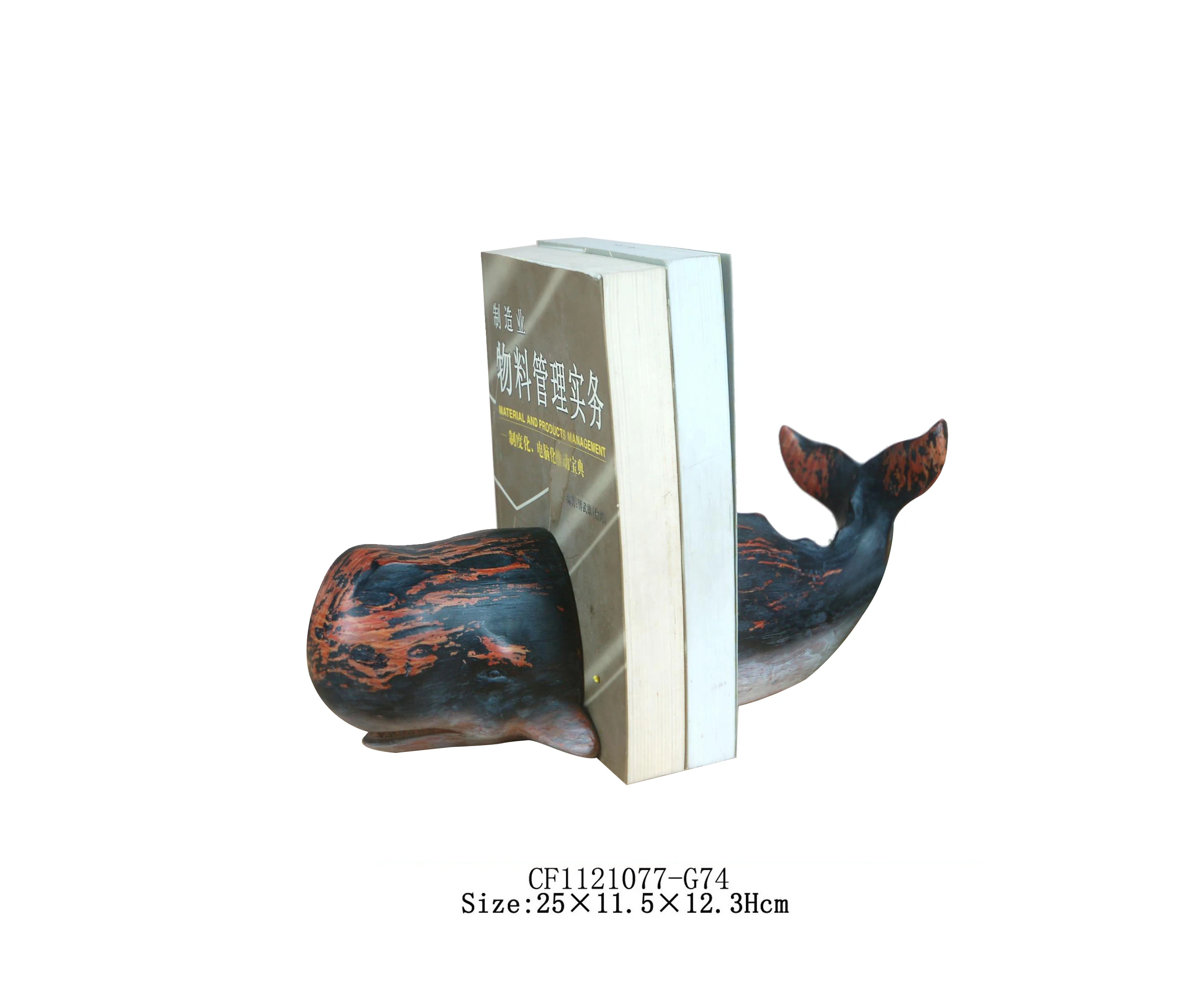 Hand-made Resin Wood-look Sperm Whale Bookend Sculpture For Nautical Decor Gift manufacture