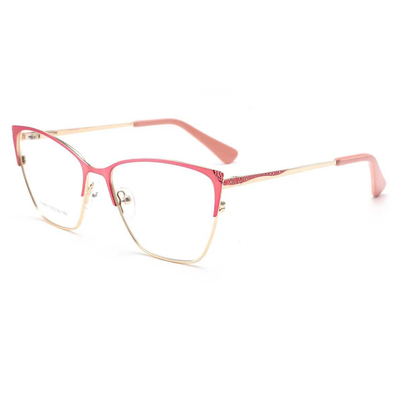 WHEF-GU8811 New Arrival Women Cat Eye Fashion Metal Eyeglasses Frames for All Face Eyewear Spectacles with Spring Tip Temple