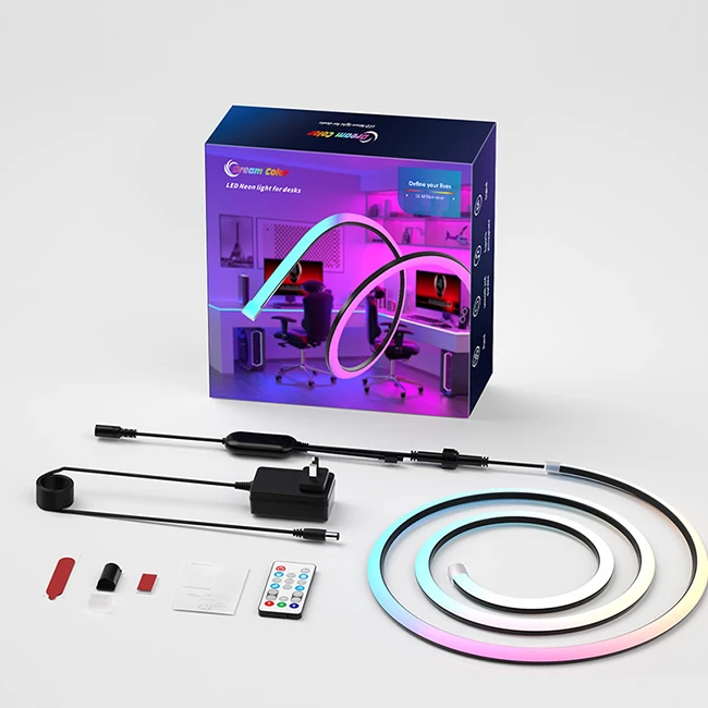 Banqcn Bedroom Ambient Custom Silicon Extrusion Diffused Smart Led Neon Rope Strip Decorative Lights Multi Color for Desks