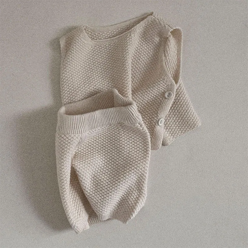 Wholesale 2023 Blank Sleeveless Boys And Girls Baby Knit Short Sets