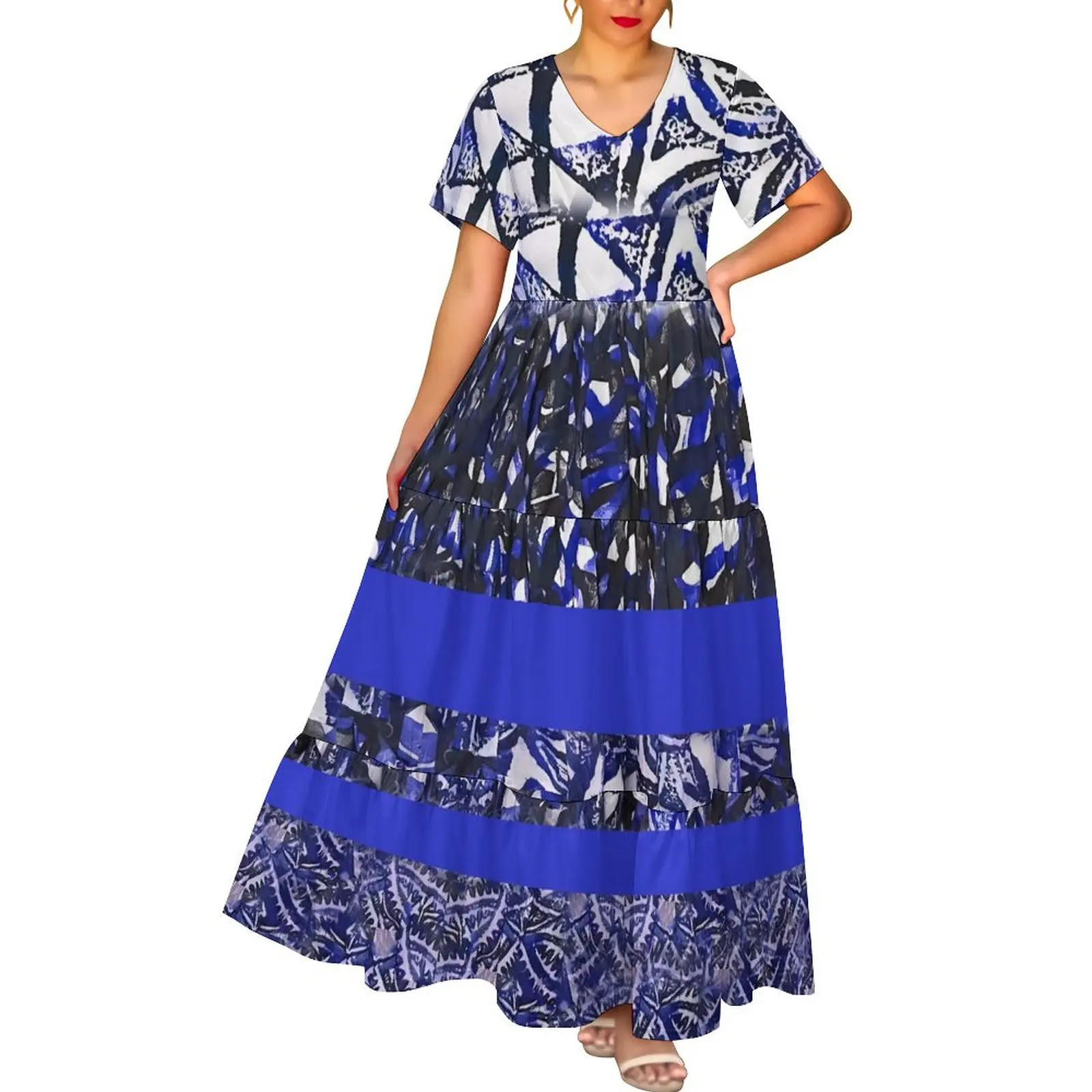 New for Spring 2025 Deep V Neck Casual Elegant Ladies Full-size