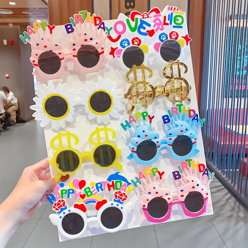 
 Новинка 2021, забавные детские солнцезащитные очки на день рождения, креативные Мультяшные игрушки, аксессуары для солнца  