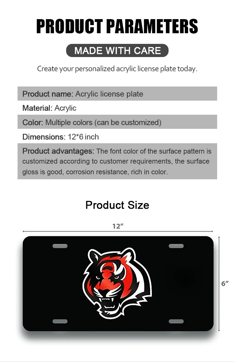 Plastic Number Plate Custom Acrylic License Plate Frame Acrylic License