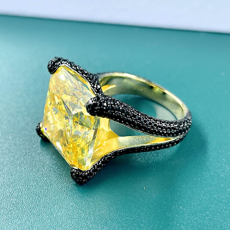 Gold Plated Fine Jewelry Ring 925 Sterling Silver Pave Cz Zirconia