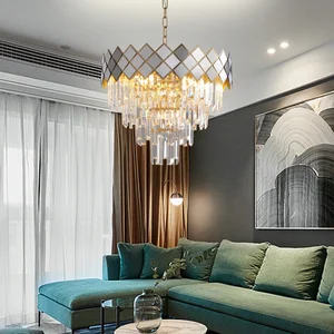 Modern Hotel Bedroom Gold Metal Glass LED Large Chandelier Pendant Lights Luxury Decorative