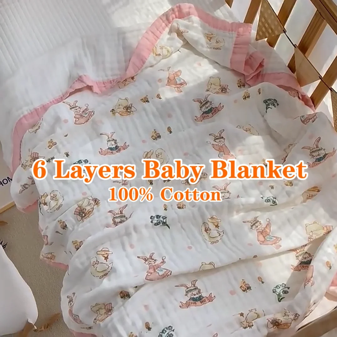 6 Layers Muslin Baby Quilt Toddler Blanket,Large Silky Soft Viscose From Bamboo Cotton Muslin