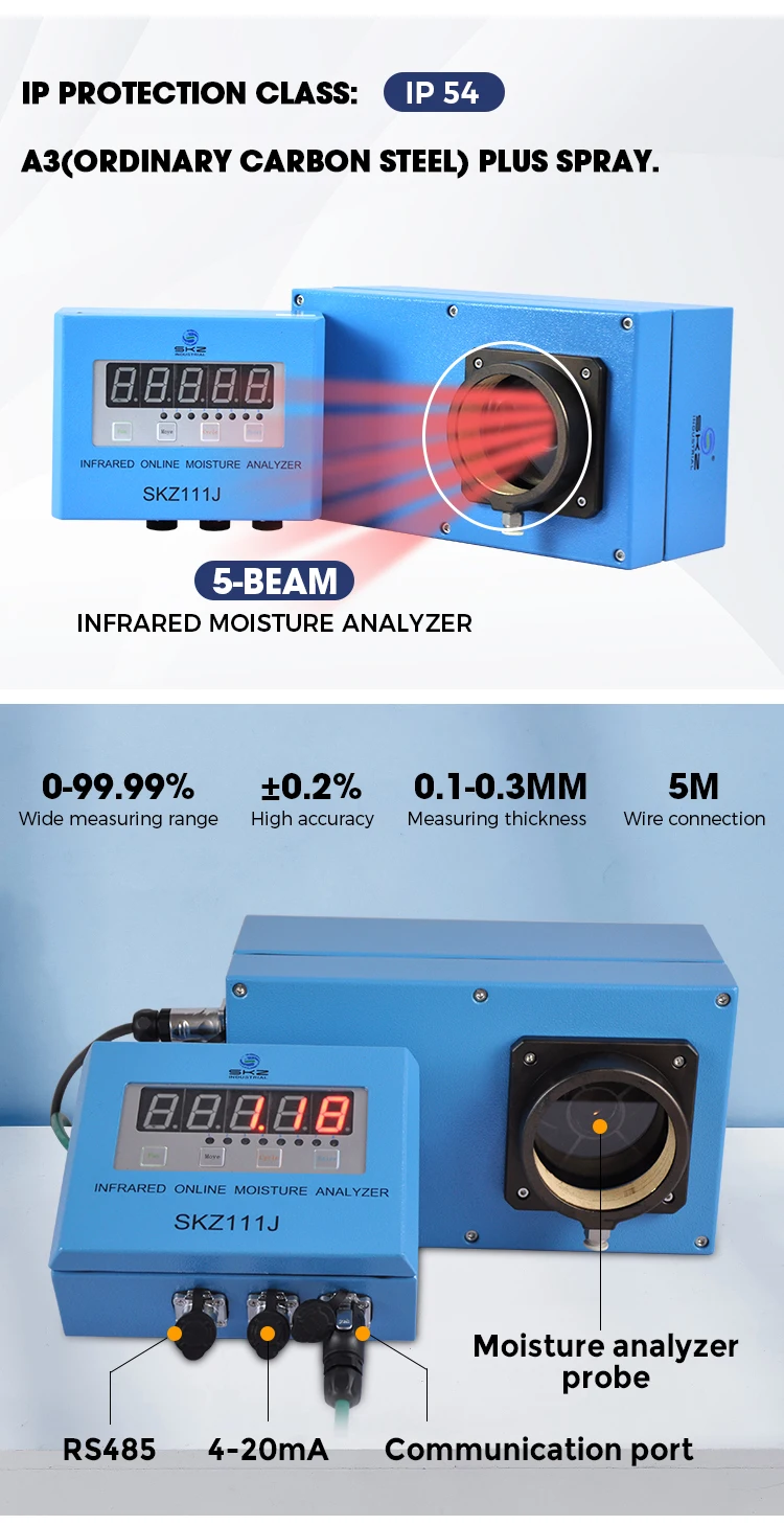 Skz111j Conveyor Belt Infrared Online Detector Carbon Fiber Moisture