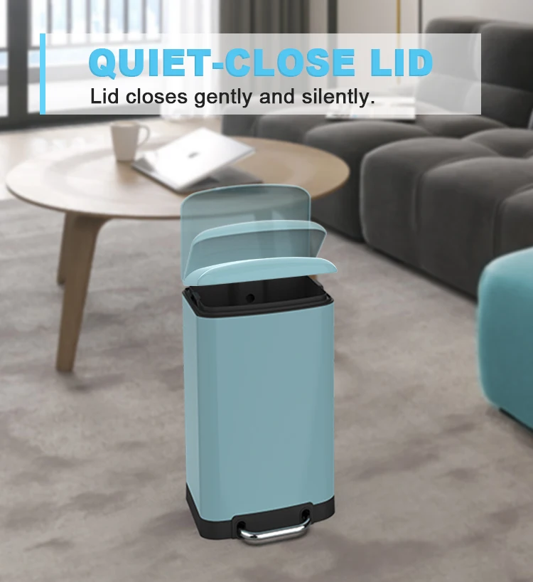 Office Small 6 Liter Rectangular Garbage Bin Stainless Steel Pedal