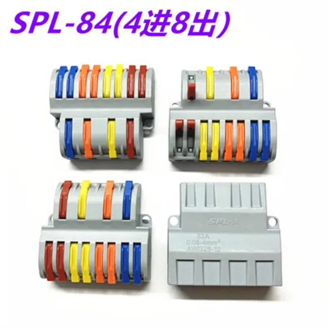 Supplier SPL84 Electrical 4 in 8 Out Terminal Connector Quick Connect Terminal Quick Splice Wire Connector