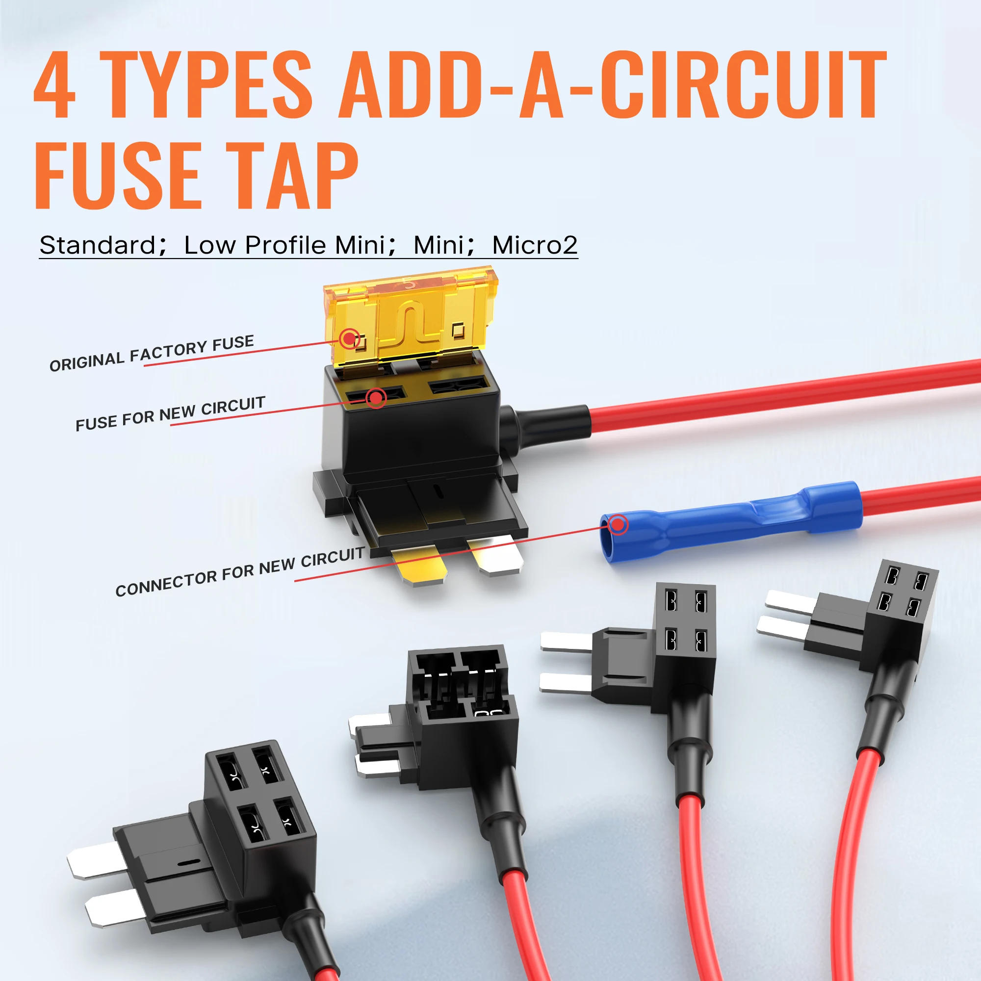 12V Mini Blade Fuse Holder Standard ATC  Micro 2 Mini Low Profile Blade Fuse Holder  Add a Circuit Fuse Tap Adapter Kit