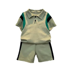 Customizable Hot Selling Boys Short Sleeved Polo T'shirt Top Shorts Summer Kids Two Piece Set