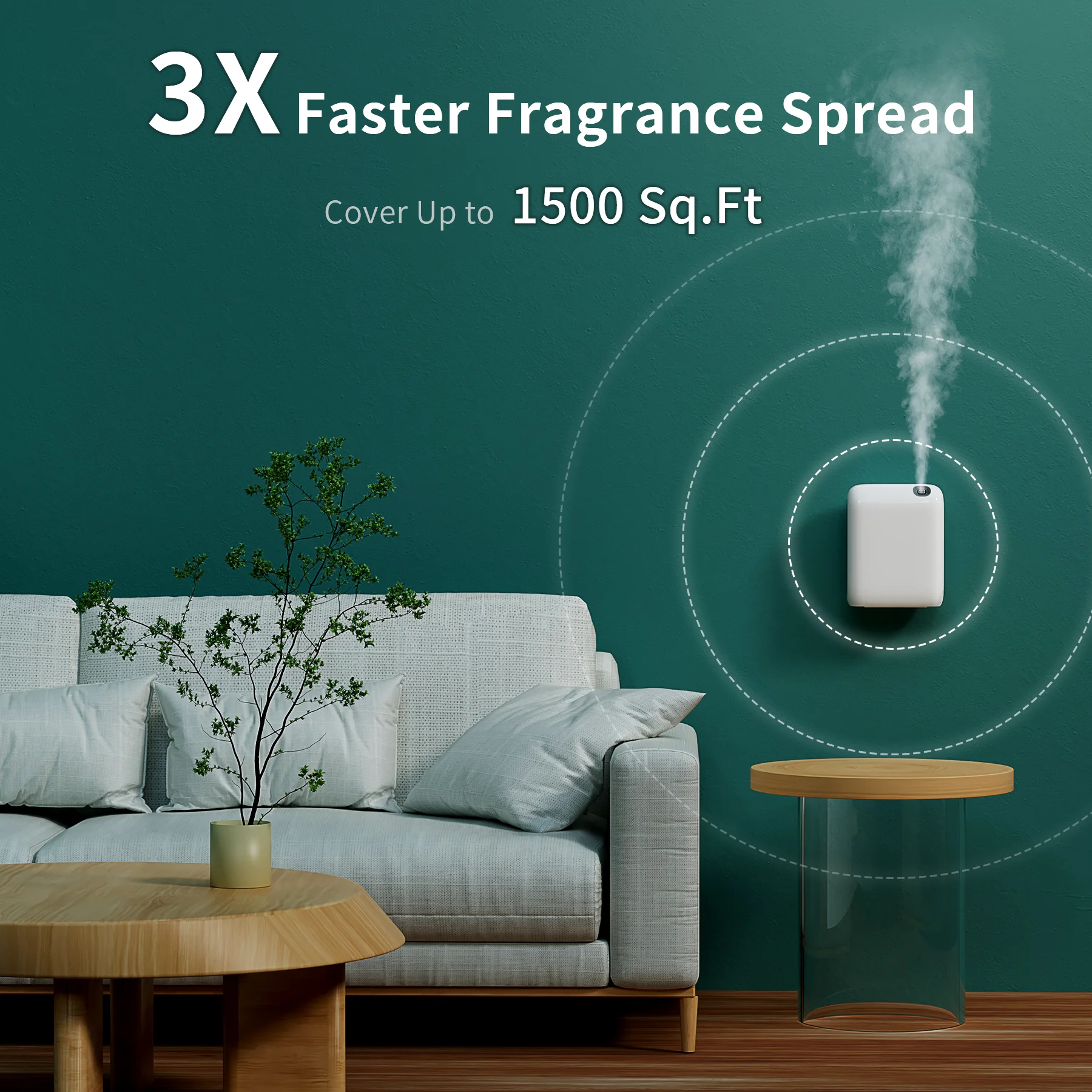Crearoma Small Wall Mounted Fragrance Diffuser Machine Advanced Atomizer Head Elegant Outlooking Home Essential Oil Diffuser