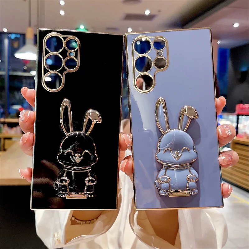 Cute Cartoon 3d Bunny Rabbit Case Compatible Samsung Galaxy S23 Ultra/s23  Plus/s23 With Stand Holder