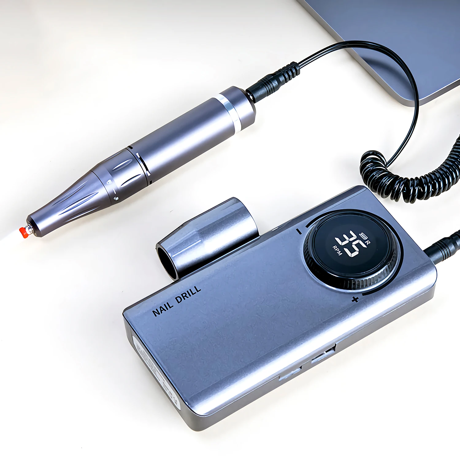 Перезаряжаемый Профессиональный портативный сильный 35000 об/мин ЖК-микромотор электрический сверлильный станок для ногтей Набор бит для ногтей