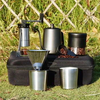 Pour Over Coffee Maker Camp Set - Isolierter Edelstahlbecher, Mikrofilter, Kratzfester, Für Unterwegs