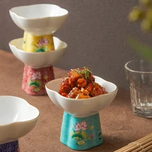 High-end luxury ceramic pickles dim sum plate Square dried fruit nut small plate with standing plate