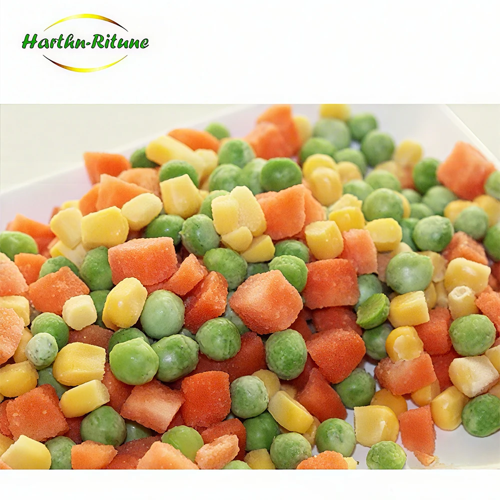 Prix de gros légumes mixtes surgelés comprenant dés de carottes, grains de maïs, haricots verts de soja, fourniture en vrac pour utilisation en restaurant