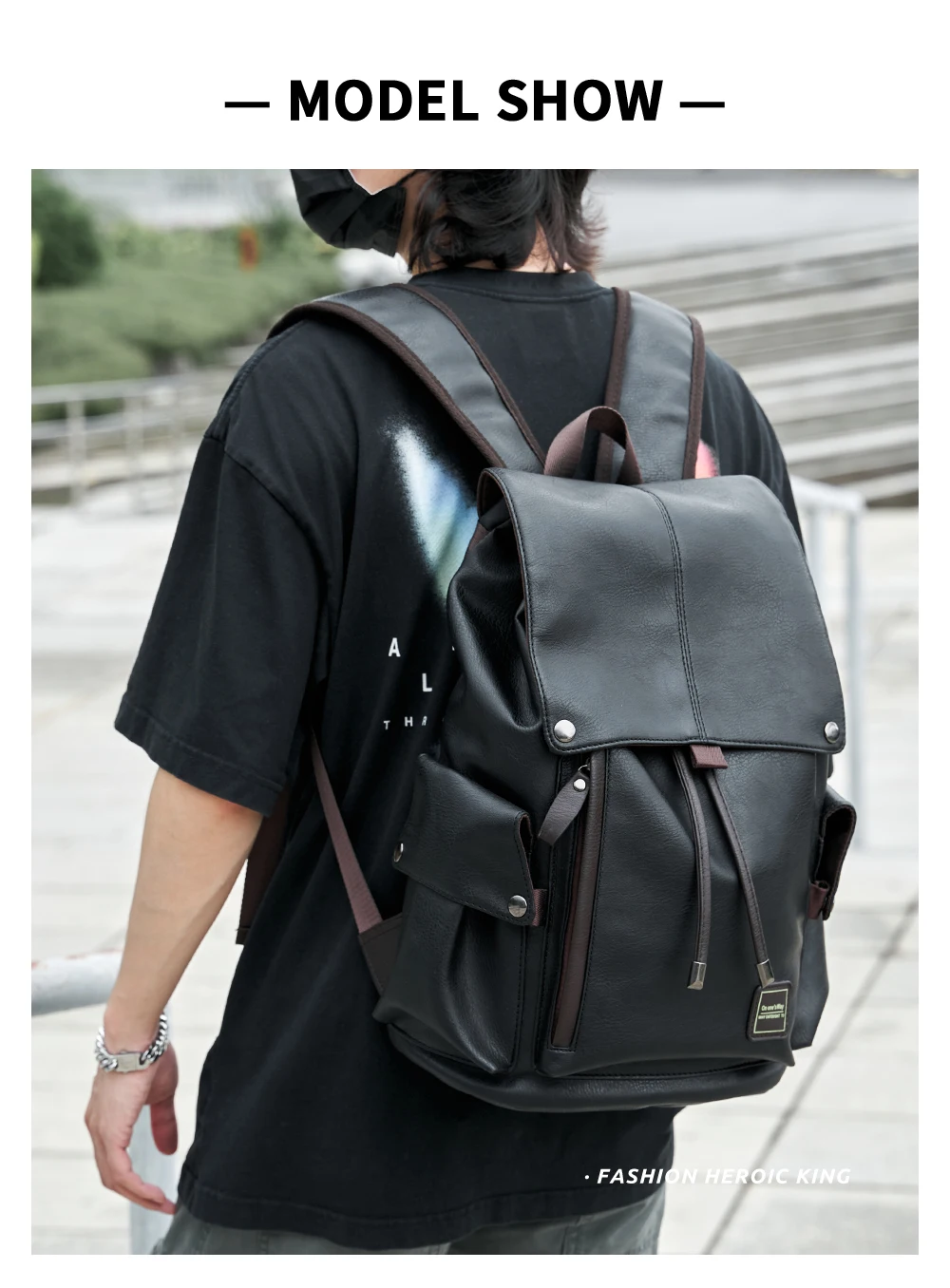 Solid black Men's backpack Weave leather travel Backpacks male waterproof  School backpack women Large capacity Laptop bag pack - AliExpress