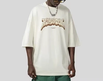 tee shirt t shirt with logo Custom logo men's high quality casual loose top short sleeve letter-printed T-shirt summer