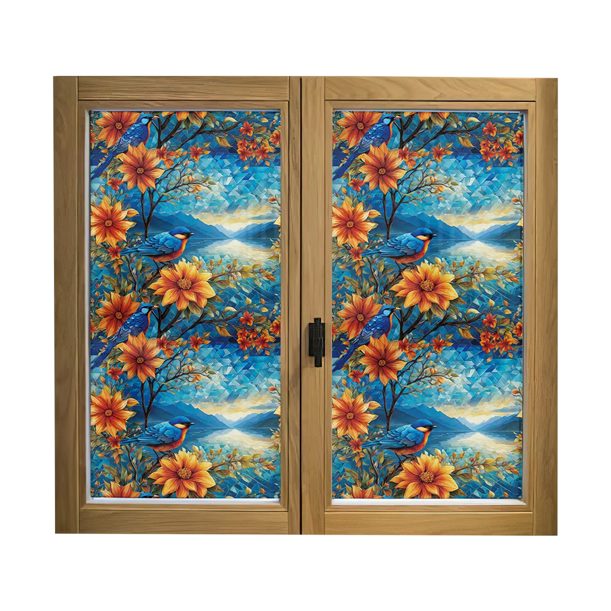 Красочные Ретро Цветы и птицы ПВХ электростатическое стекло наклейка неклейкая пленка на окно съемное украшение окна