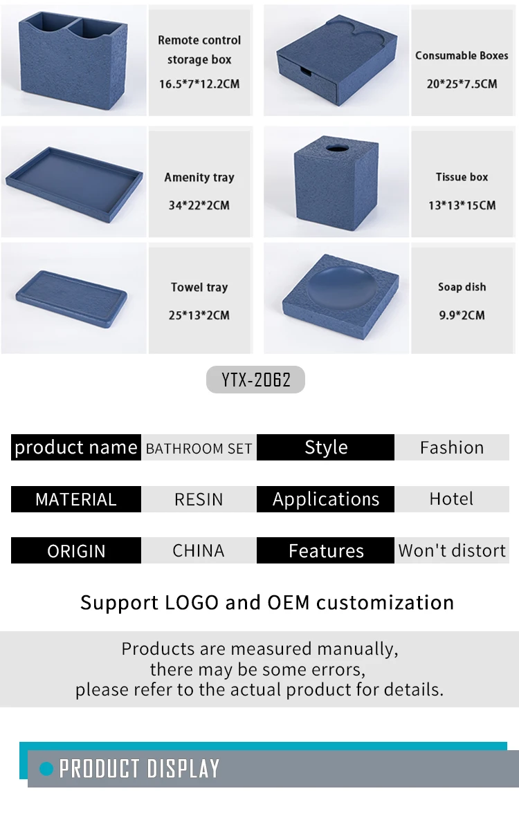 2022 Design Hotel Collection Bathroom Accessory Sets Resin Luxury Bath