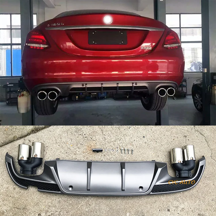 W205 Modified Diffuser for Mercedes Benz C Class W205 C220 C250 C400 C300 Rear Diffuser 2014 2019