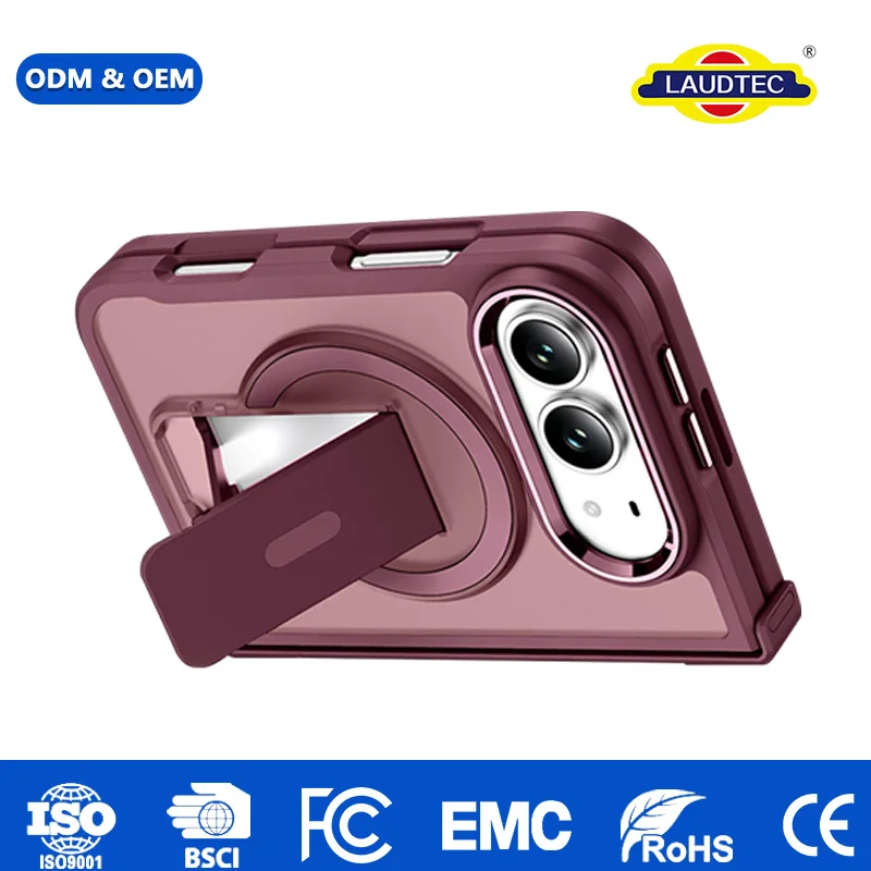 Premium 360°Drop Protection Magnetic Phone Cover for iPhone Duo Dual-side Non-slip Texture Invisible Desktop Stand ODM OEM
