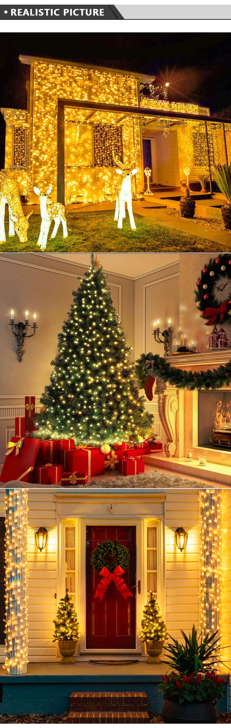 Waterproof Christmas Outdoor String Lights For Garden Tree Patio Yard