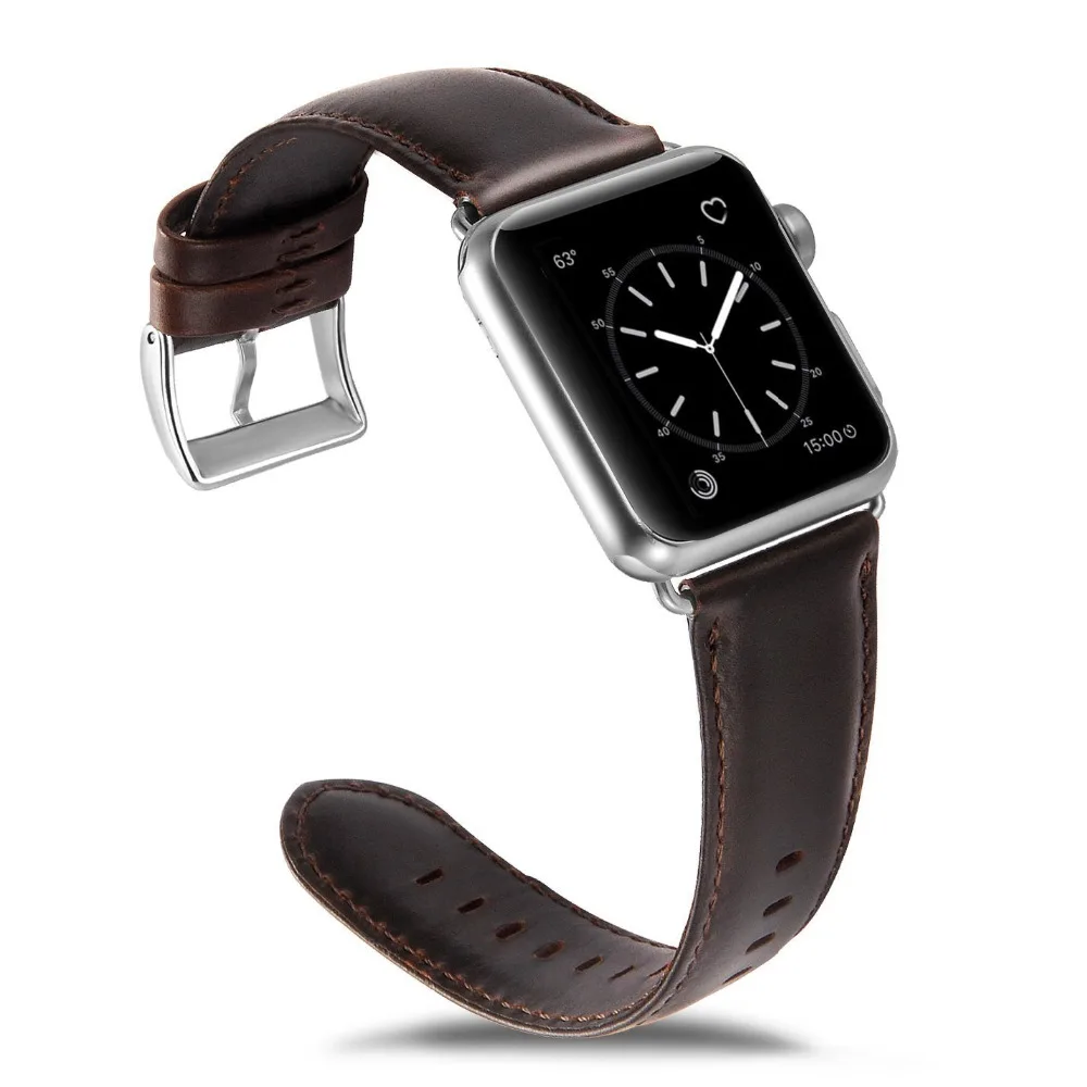 Fashion Handmade Crazy Horse Leather For Apple Watch 38mm 42mm Leather