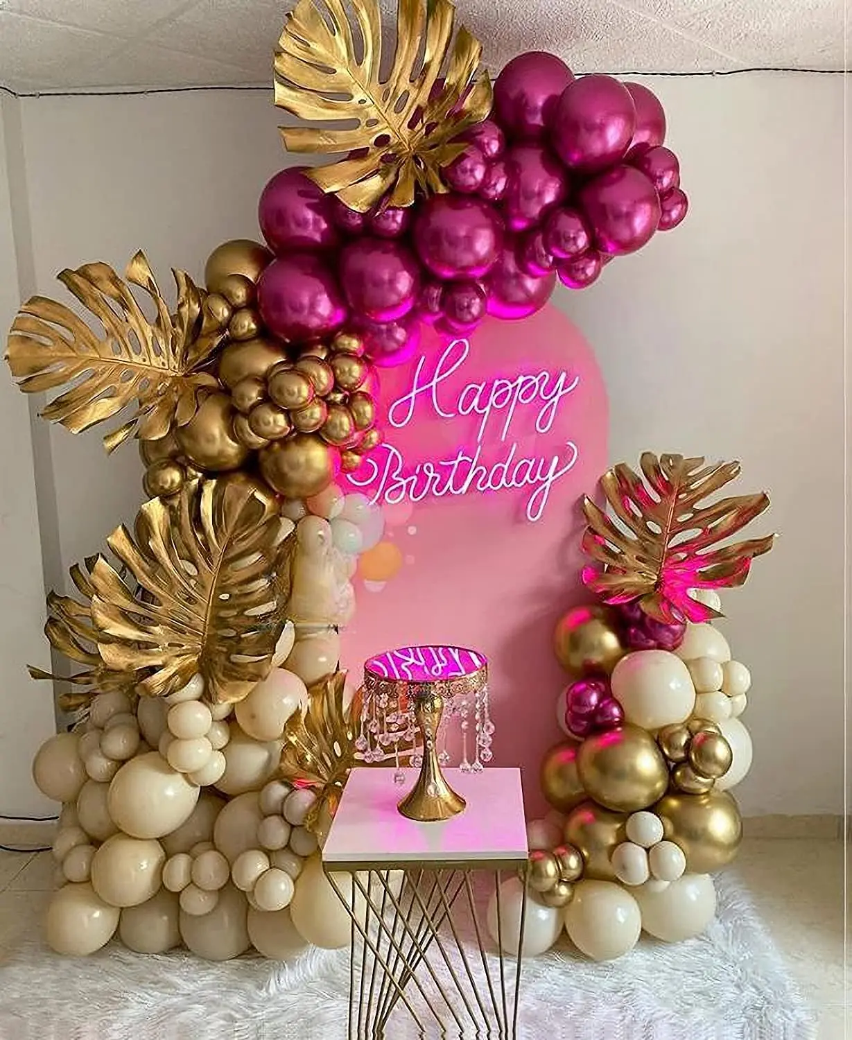 Bachelorette Party Birthday Wedding Baby Shower Decorations Metallic Magenta Purple Red Gold Balloons Garland Arch Kit