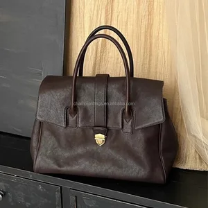 Wholesale Vantage Genuine Vegetable Tanned Leather Ladies Classic Top Handle Large Handbag Purse for Women