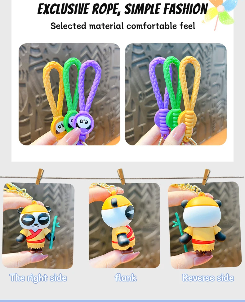 Wholesale Custom 3D Cute Doll Keychain Soft Silicone PVC Cartoon Keyring Rubber Keychain with Durable Material supplier