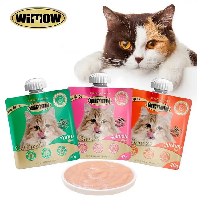 oem  New Wholesale Top Selling Pet Food nourish 90g  40g licking Bags Pet Food cat creamy treats