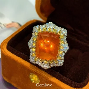 GEMLOVE 24.4CT Fancy Yellow Diamond Ring - IGI Certified 14K/18K Gold, 1.13CT Side Stones