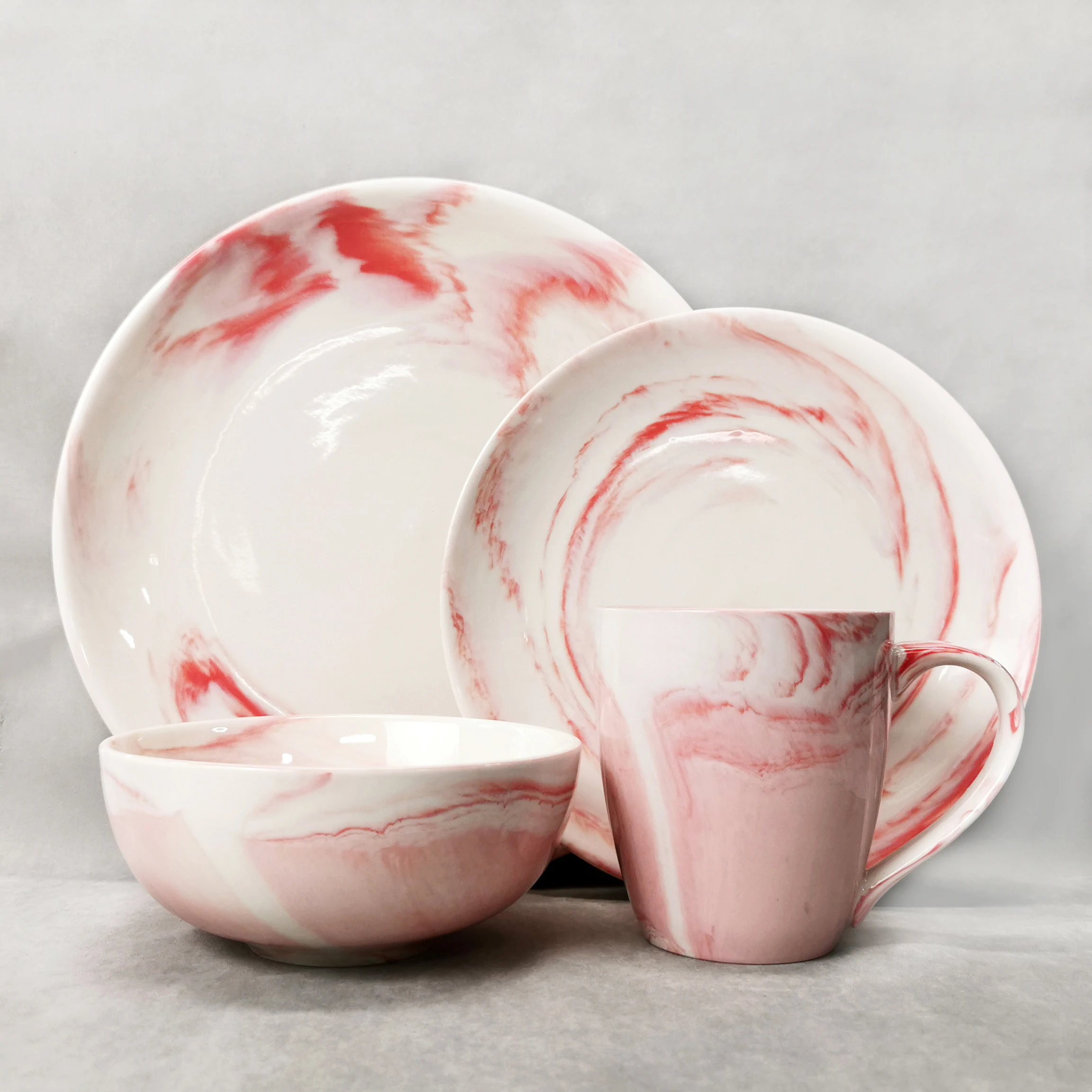 Pink Marble Marble Effect Dinner Plates Pink Marble Marble