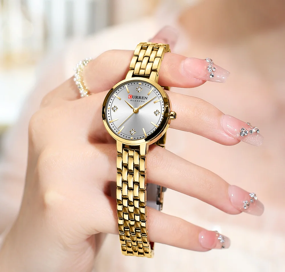 New CURREN 9106 Women Watches Fashion Women Casual Quartz Watch With Stainless Steel Female Clock Waterproof