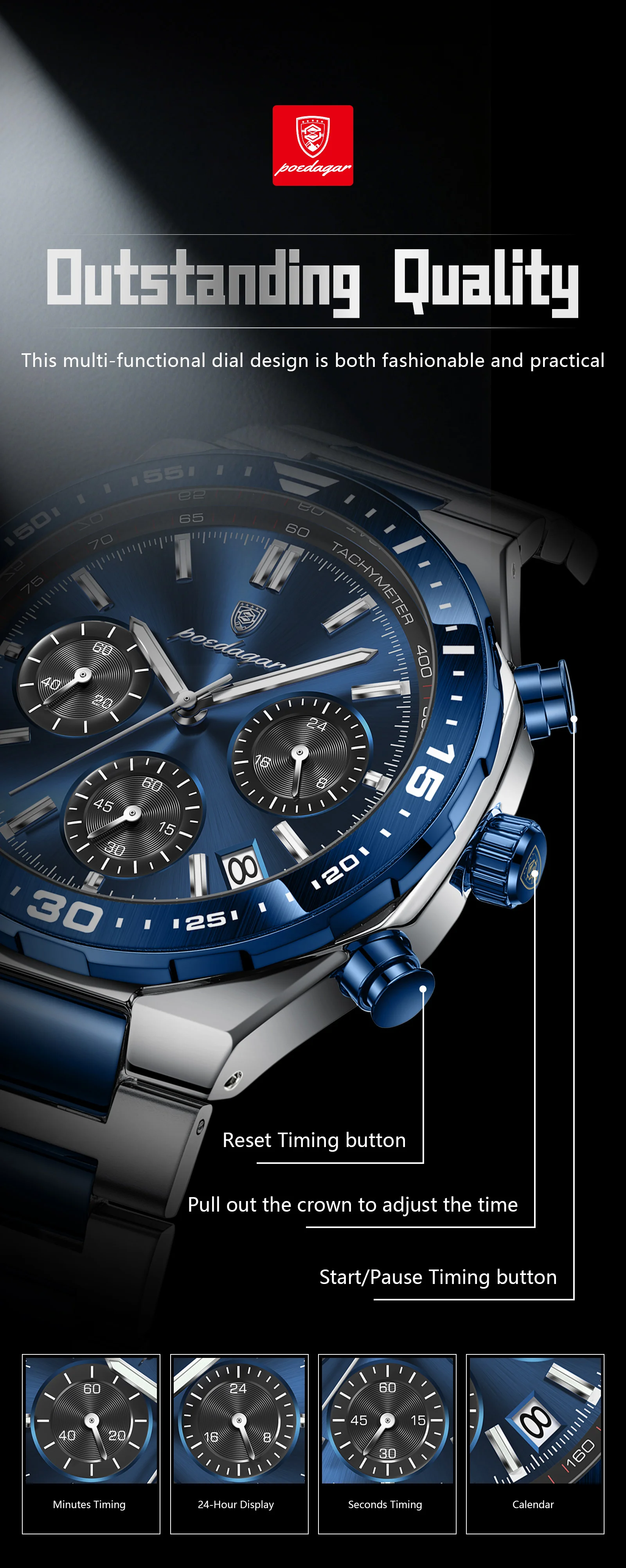 Poedagar 697 Business Chronograph Men's Watch
