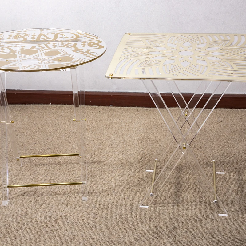 Outdoor Furniture Balcony Lightweight Portable Acrylic Height Adjustable  Small Round Indoor Folding Coffee Table