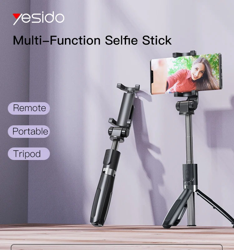 Gyesido — support de téléphone portable télescopique à 5 parties, Flexible, triple perche pour selfie, SF11
