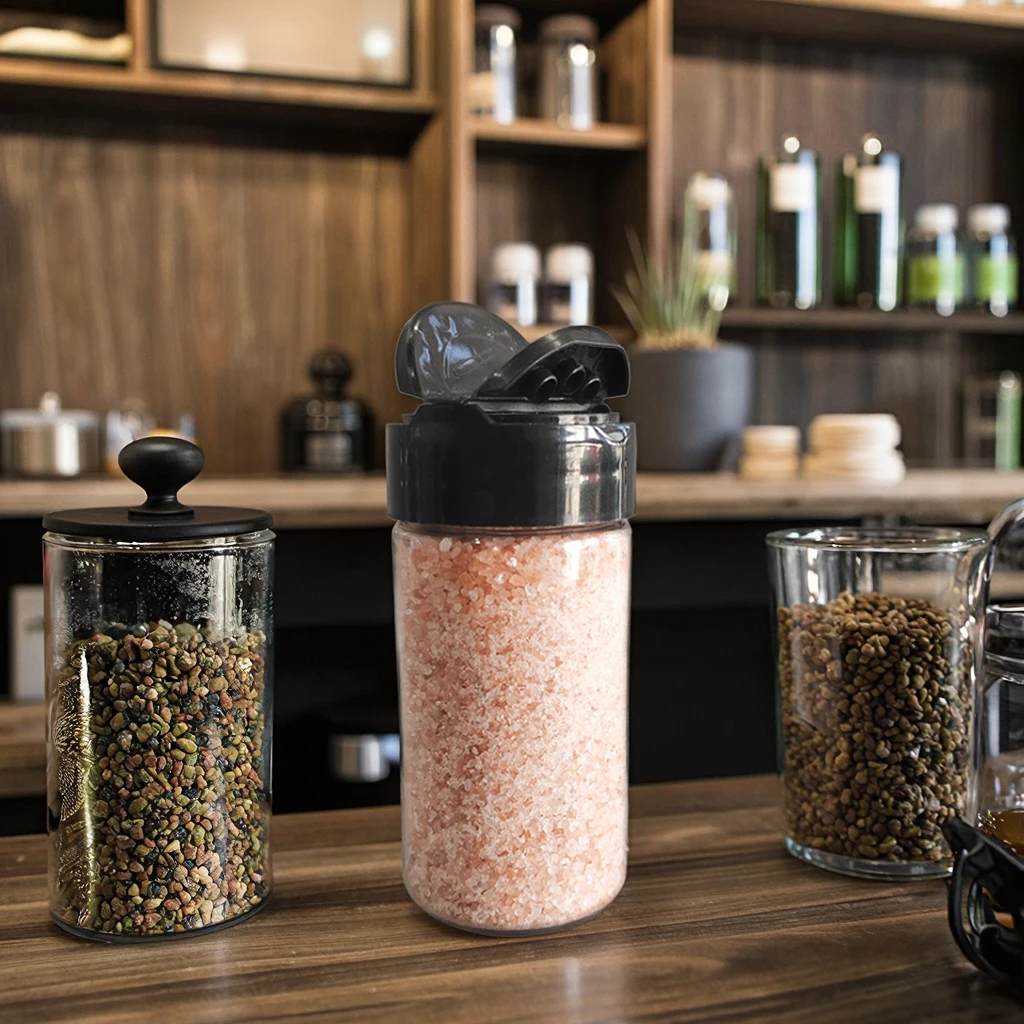 100 ml Small Mini Plastic Seasoning Spice Jars Clear PET Salt Pepper Shaker  With Lids oz 4oz