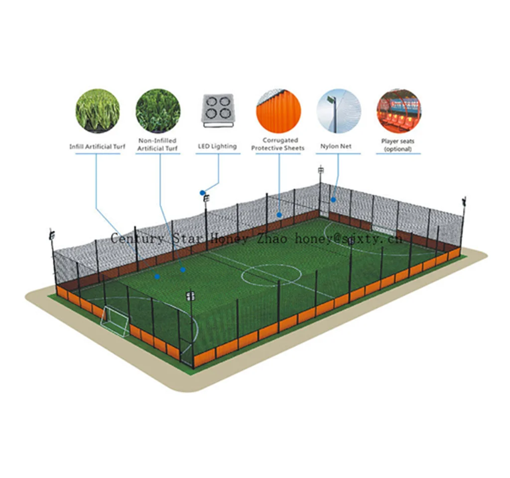 Artificial Grass for Football Soccer Field Outdoor Play Carpet Natural Synthetic Turf and Fence for Football Field Futsal Court