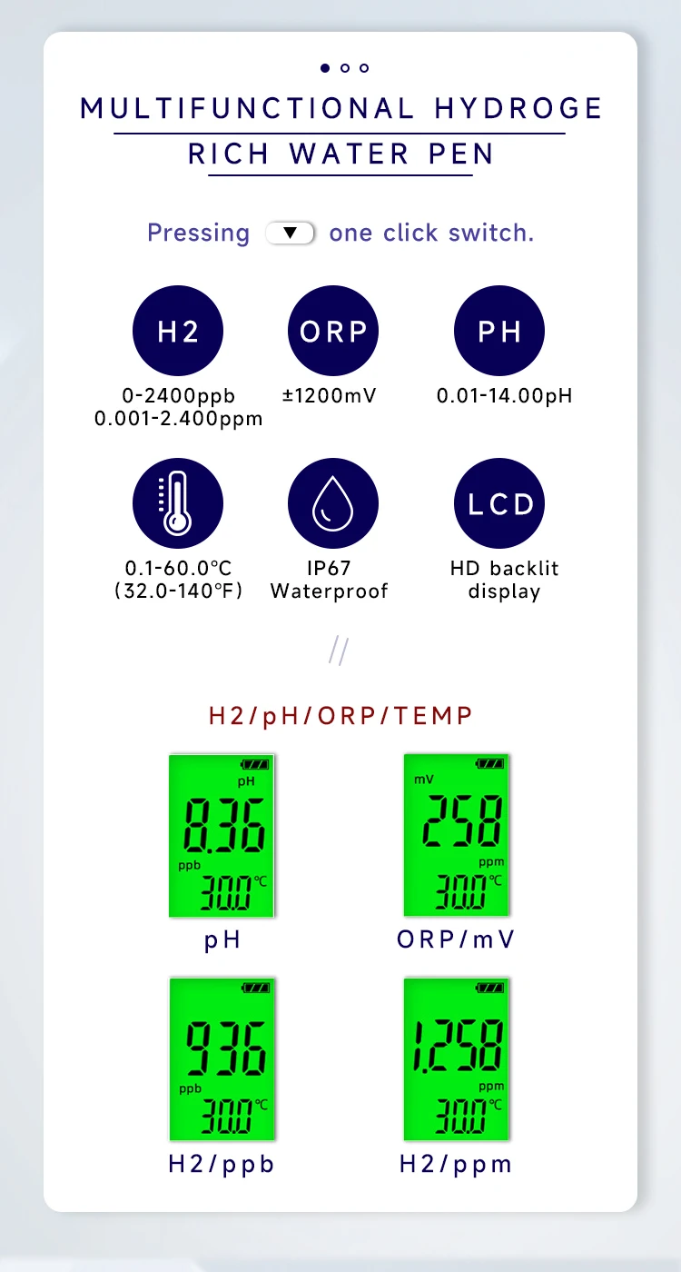 4-in-1 Digital Ph/h2/orp/temperature Water Quality Tester Ph Meter Yy ...