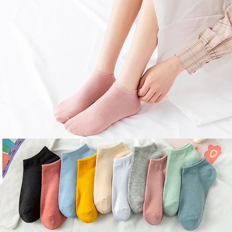 HF Women's cheap summer candy color short ankle socks