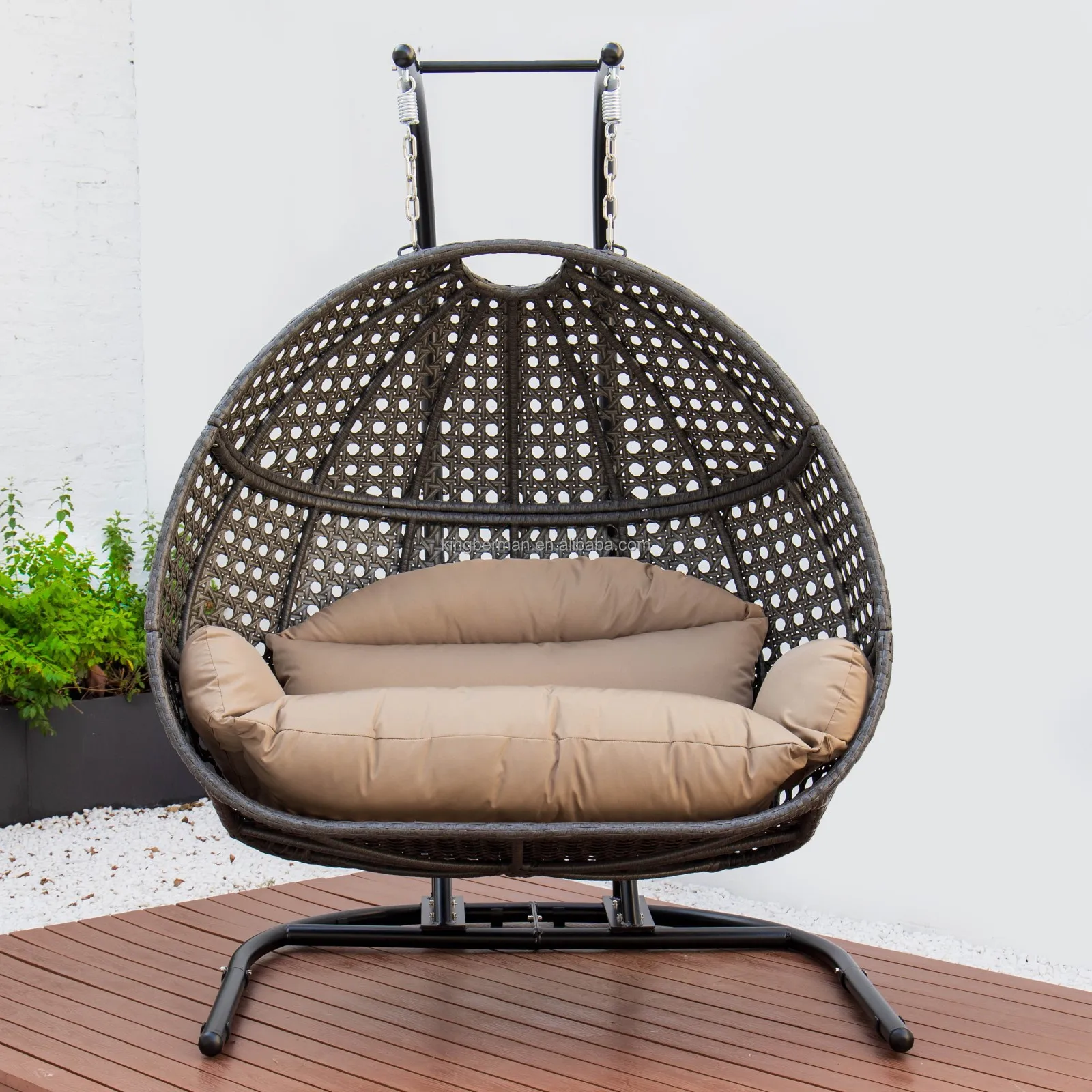 Patio Furniture Pe Rattan Double Lovers Chair Outdoor And Indoor Swing ...