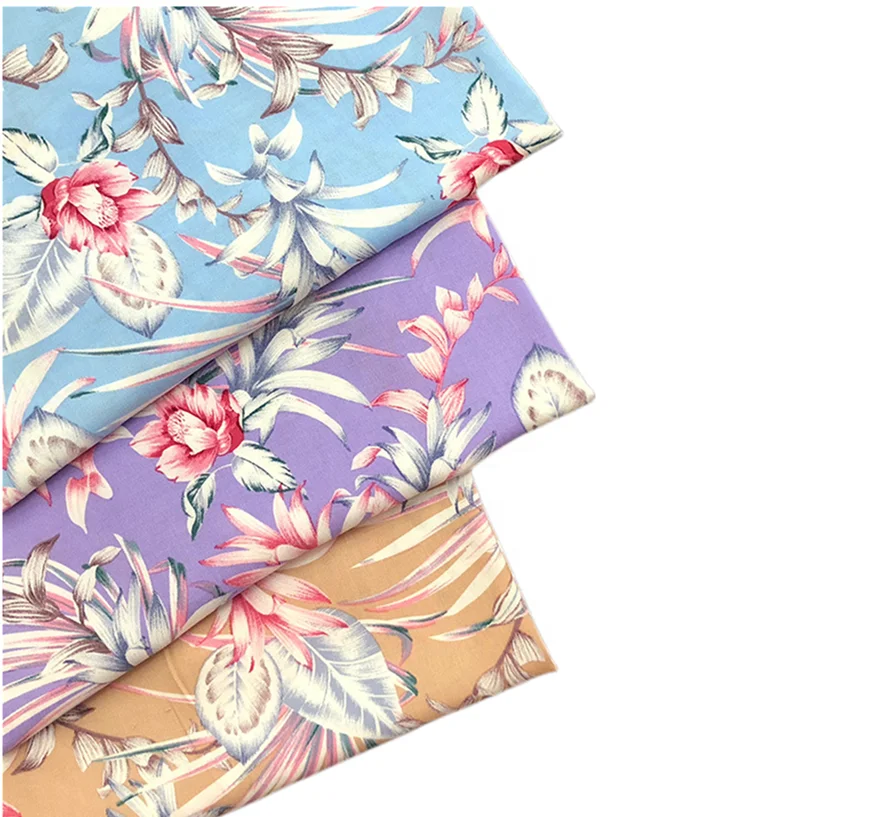 Оптовая продажа тропический дизайн хлопчатобумажная вискозная ткань для рубашек с