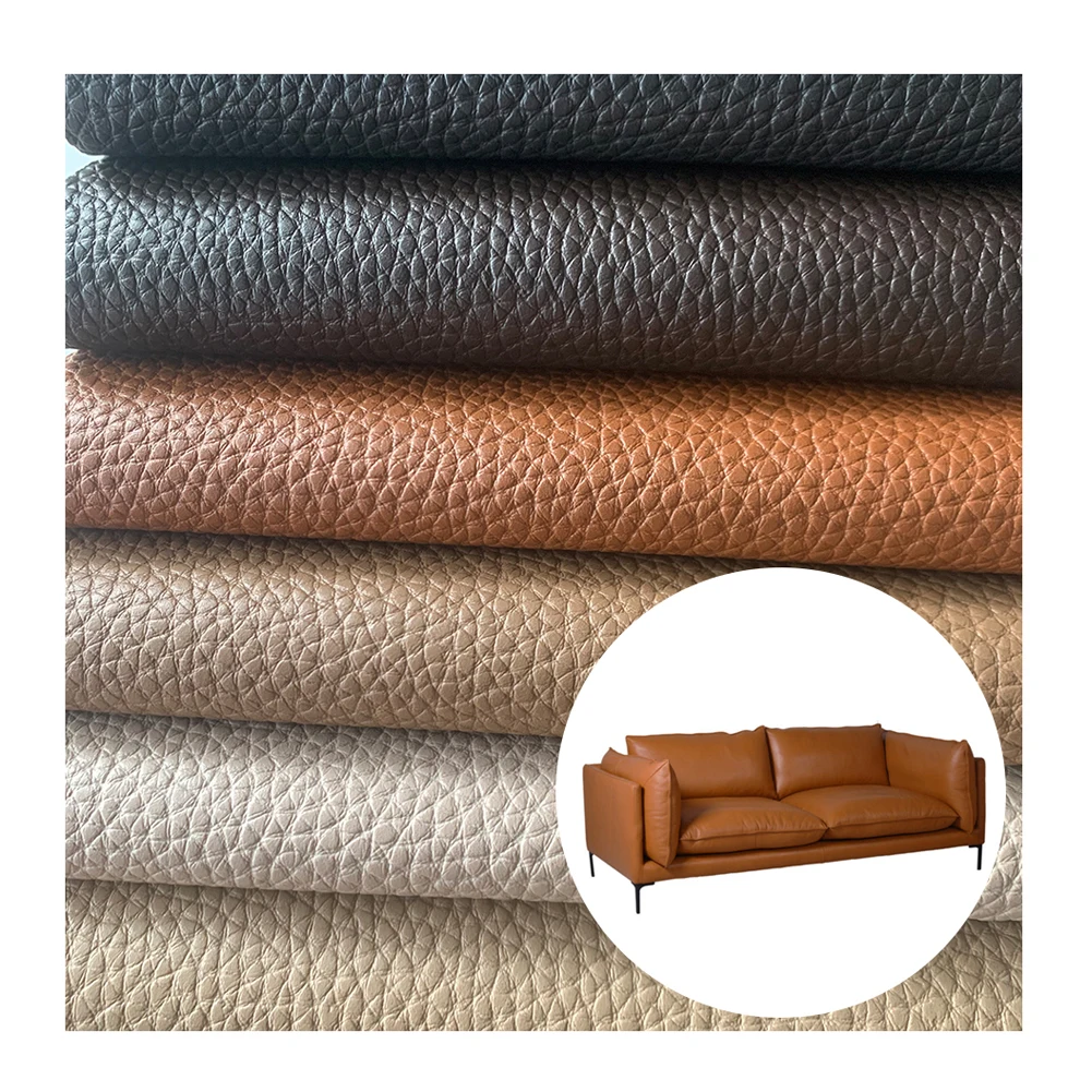 Factory Price Stain Resistant Inspired Faux Sofa Leather Fabric, Litchi Pvc Artificial Automotive Leather Sheets for Seat Cover