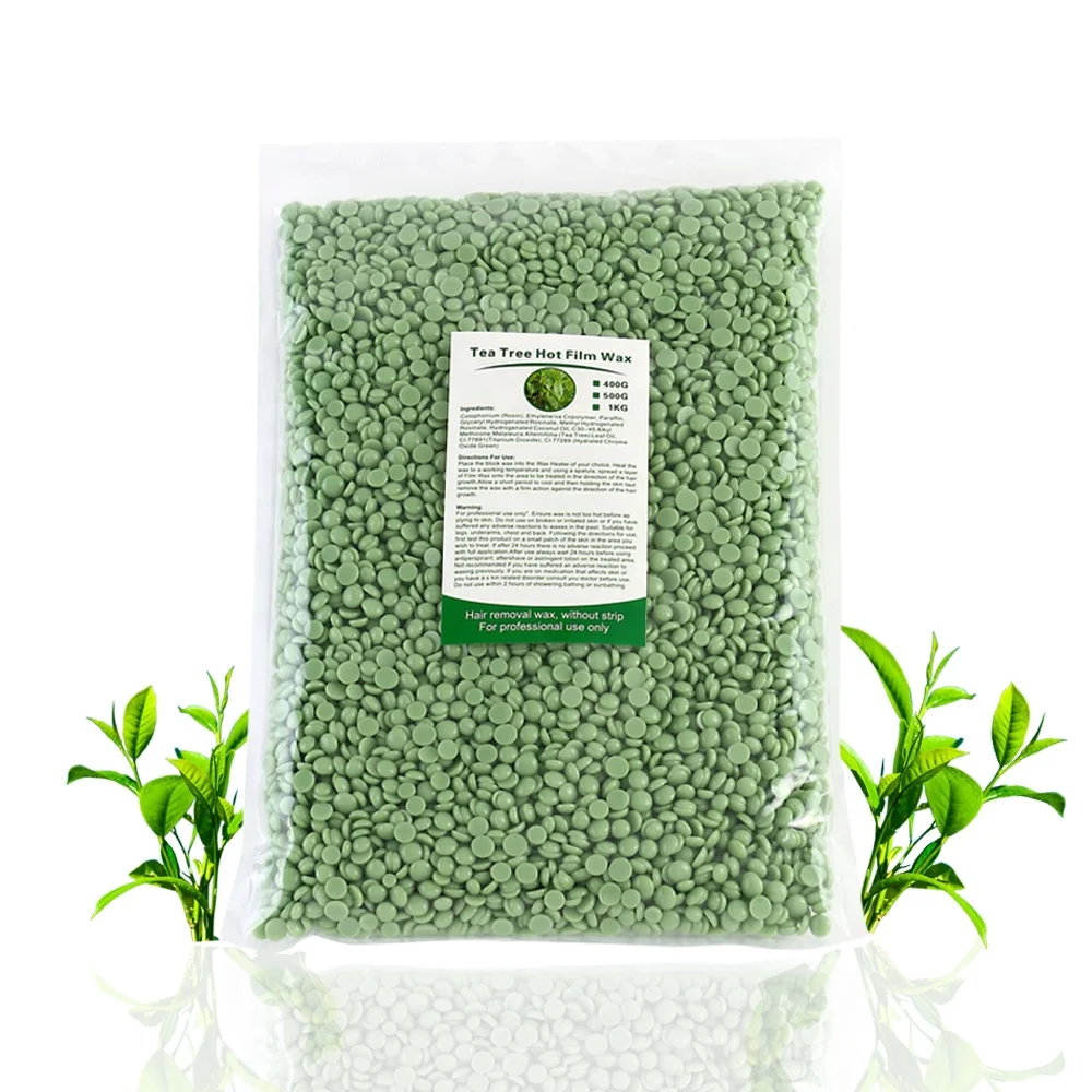 Новинка, оптовая продажа, безбумажные зеленые восковые бобы для депиляции, 1 кг