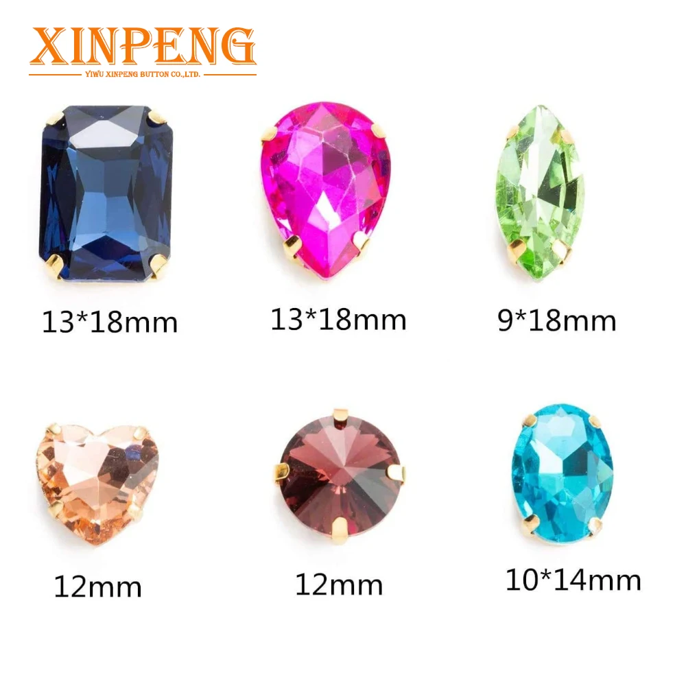 Rhinestones Flat Back Glass Crystal Drop Around Acrylic Ab Diamond Sew