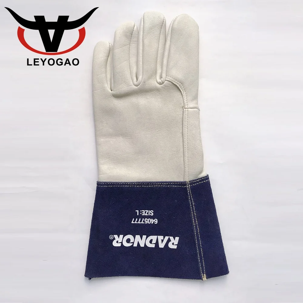 Хорошее качество защита Сварочная работа полностью ладонная спилка кожаные водонепроницаемые перчатки для сварки tig