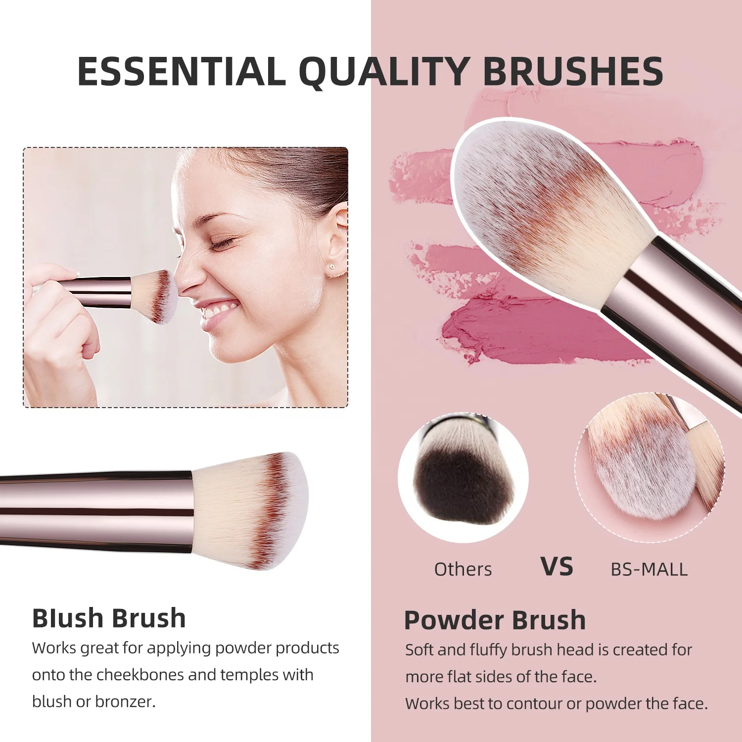 BS-MALL шампанское золото синтетические косметические кисти Kit 18 шт набор кистей для макияжа с сумкой в комплекте